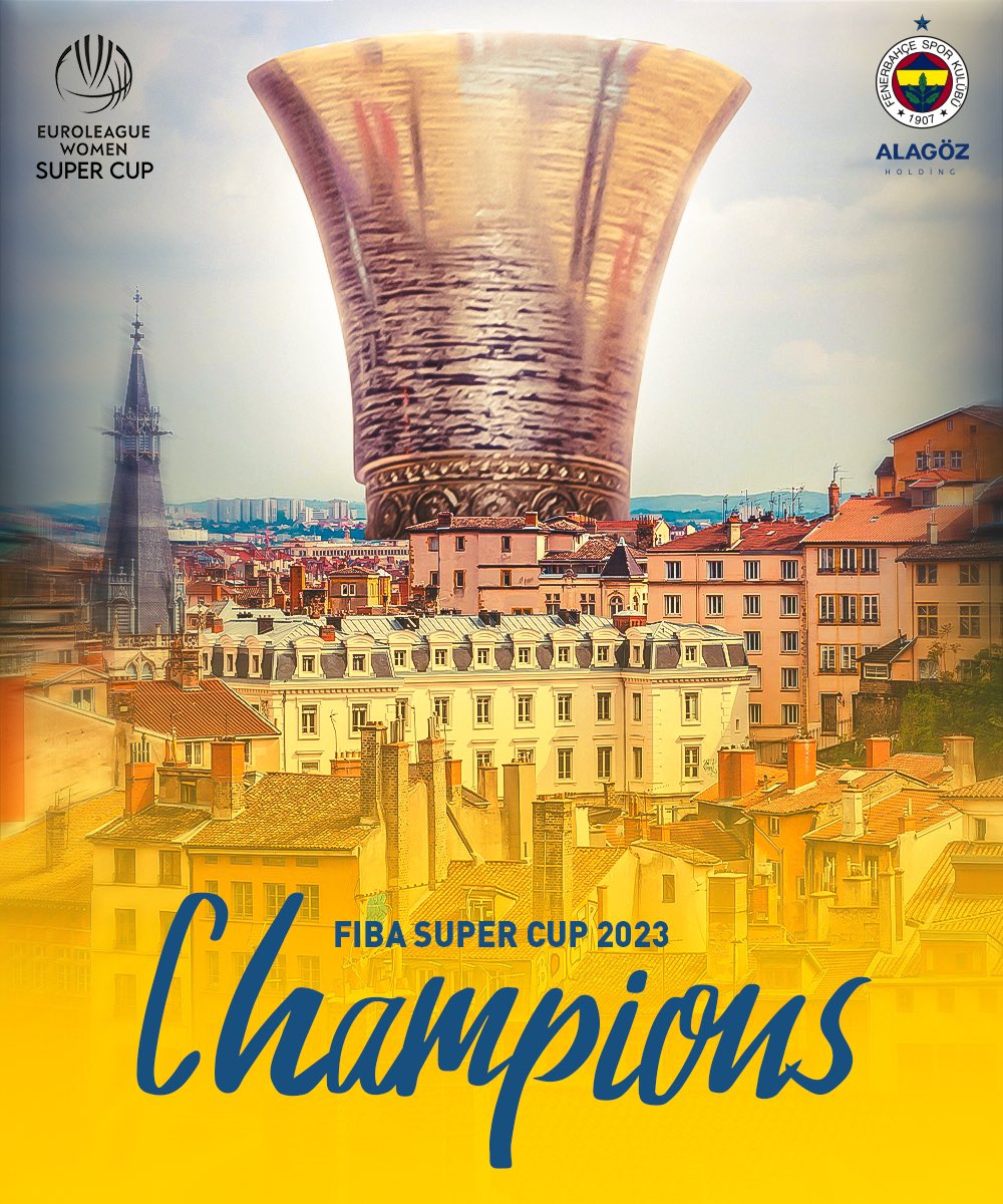 AVRUPA'NIN ZİRVESİNDE TEK BAŞINA! 💛💙

SÜPER KUPA ŞAMPİYONU FENERBAHÇE ALAGÖZ HOLDİNG! 🏆 

BU ŞAMPİYONLUK CUMHURİYETİMİZİN 100.YILINA ARMAĞAN OLSUN! 🇹🇷

#DünyanınEnBüyükSporKulübü
#QueensoftheEurope