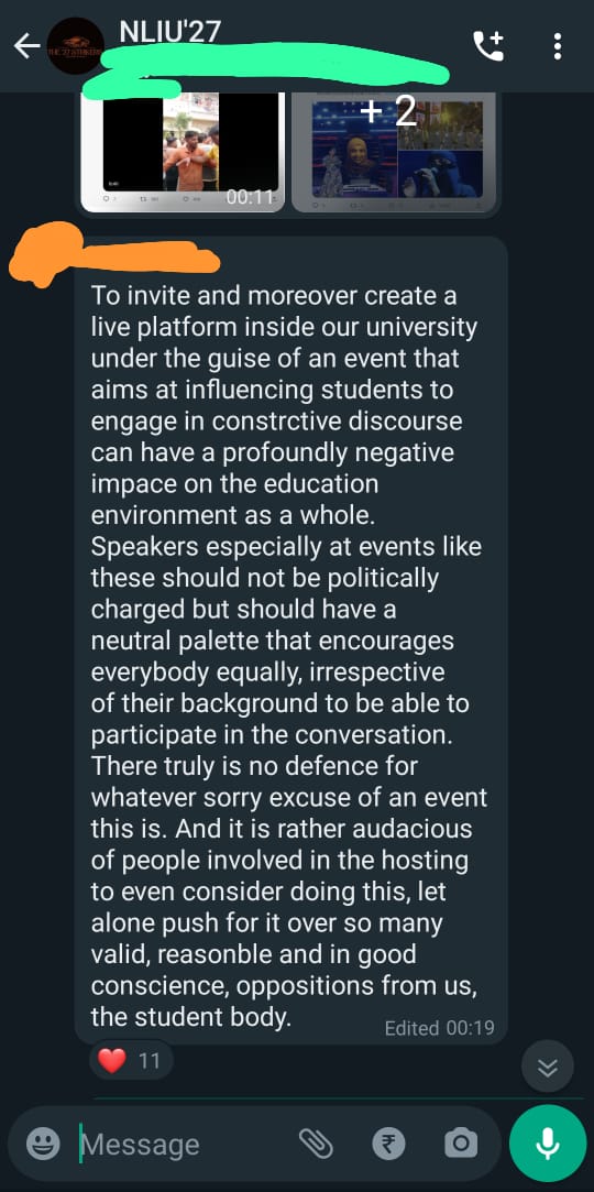 ecstaticallydul's tweet photo. This is in respect to the Young Thinkers' Conclave which is being organised at NLIU. The speakers involved in this conference are those people who have made extremely islamophobic statements and are associated with political parties known to propagate religious communalism.
1/3 https://t.co/bw7us1XCPU