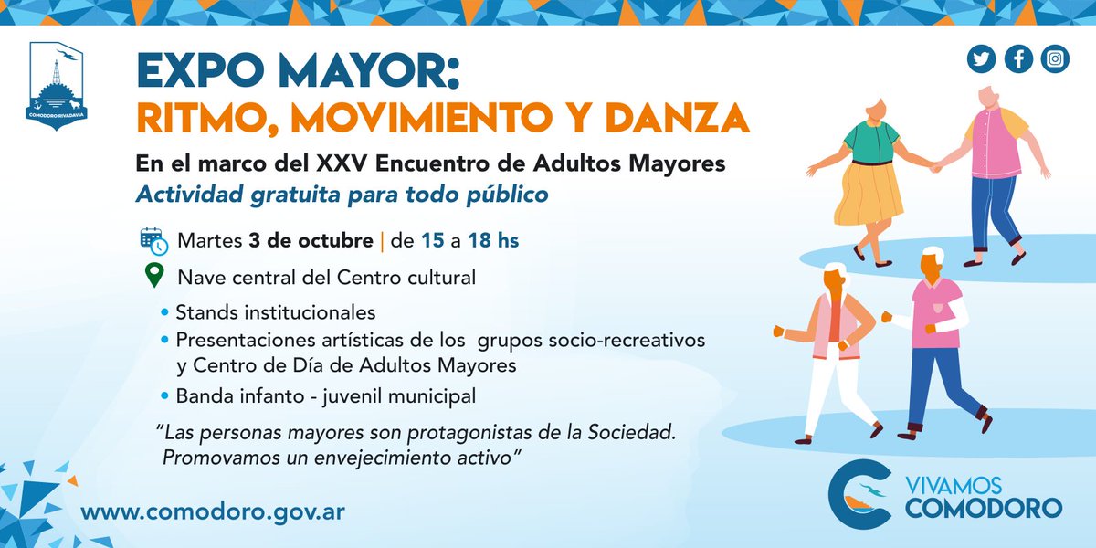 comodoroMCR's tweet photo. 🌟 Octubre es el Mes Internacional de las Personas Mayores, celebramos su sabiduría y experiencia con una serie de actividades que honran su legado y fomentan la inclusión. 

¡Juntos construimos un mundo más amable y comprensivo para todas las edades! 👵👴 https://t.co/4OdPfjnKqF