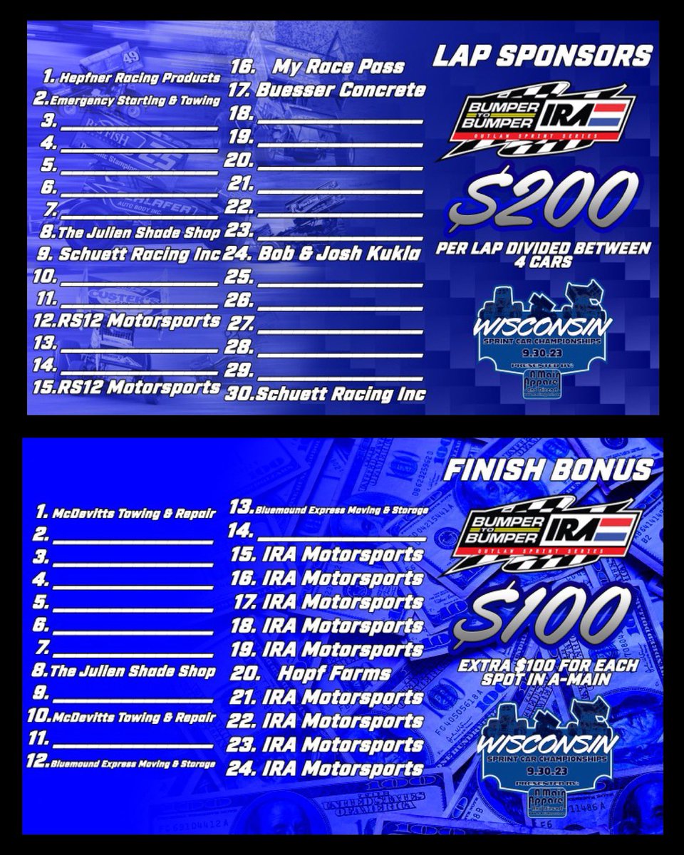 A_MainApparel's tweet photo. Wisconsin Sprint Car Championships are THIS Saturday at @plymouth_dirt! 

If you would like to sponsor a lap or finishing position please reach out to us ASAP. Every single cent goes back to the drivers! https://t.co/PIe0Z1YbOW