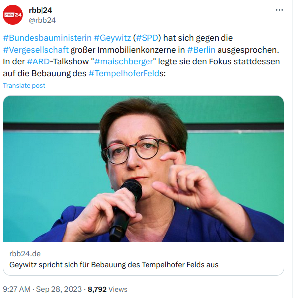 'Hallo Berlin, Vorschlag zur Güte: Ihr bekommt nicht das, was ihr wollt*, aber dafür einfach das, was ihr nicht wollt**!' * Volksentscheid 2021 ** Volksentscheid 2014