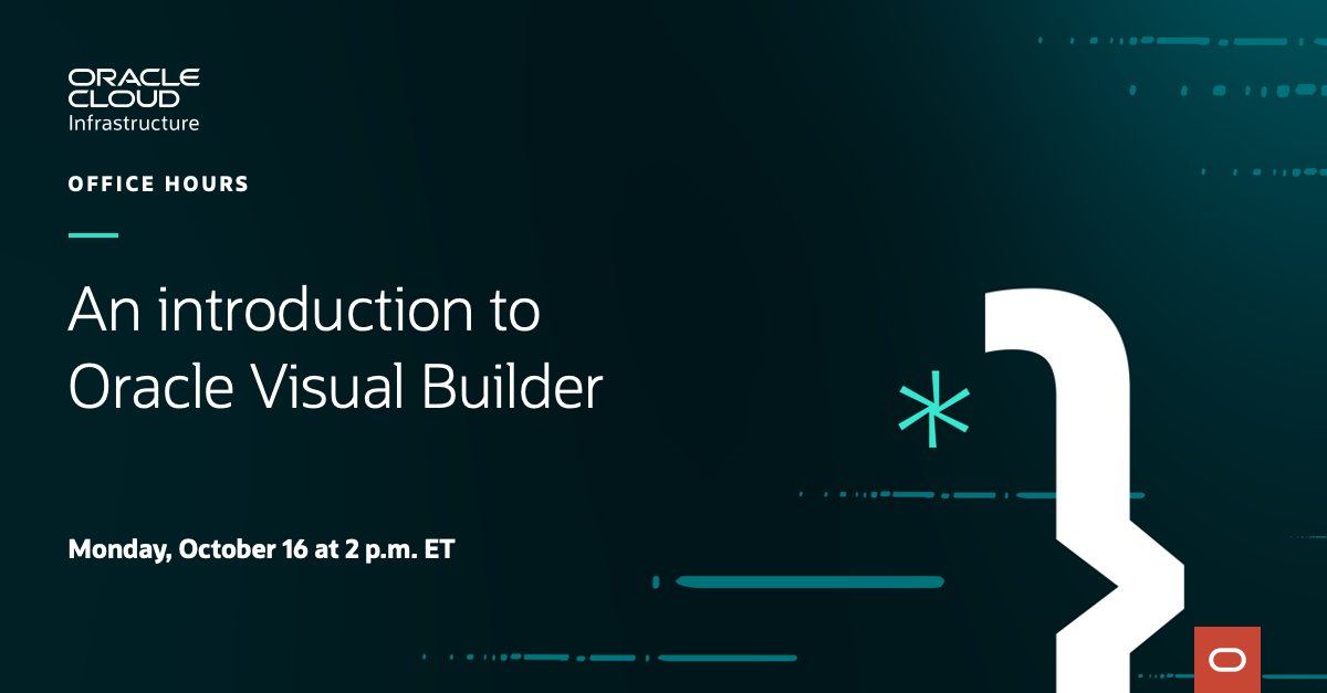 ShayOracle's tweet image. I&apos;m re-running the #CloudWorld session &quot;Introduction to #Oracle Visual Builder&quot; online - register to join - asktom.oracle.com/pls/apex/askto… learn what differentiate #OracleVB  from other tools