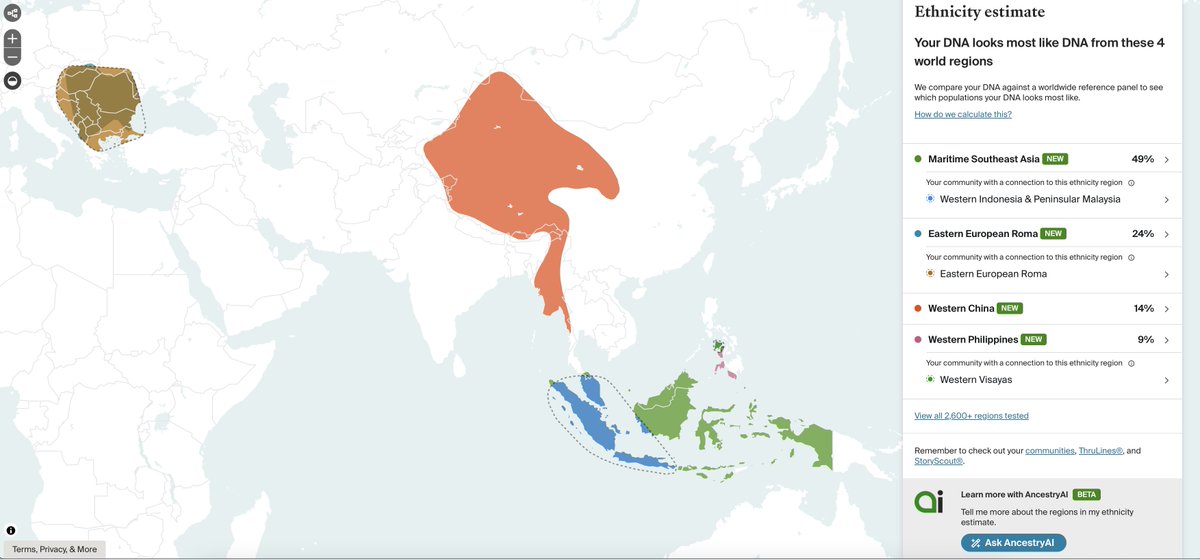 🧬🚀 <a href="/Ancestry/">Ancestry</a> just launched a major update for #AncestryDNA customers - 4 new ethnicity regions (3 in Asia, 1 in Europe),  accuracy improvements for Hawaii and New Zealand, and a new AI tool, #AncestryAI, which helps customers learn more about their heritage. Check your results!