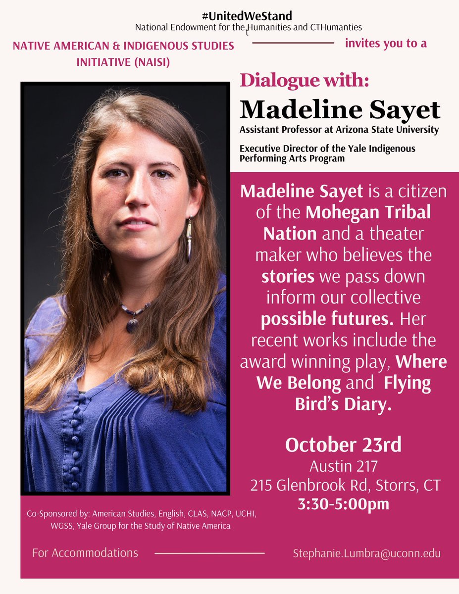 Madeline Sayet will be joining us on October 23rd in the Austin building room 217 from 3:30-5pm. Mark your calendars! This will be an event that you do not want to miss!