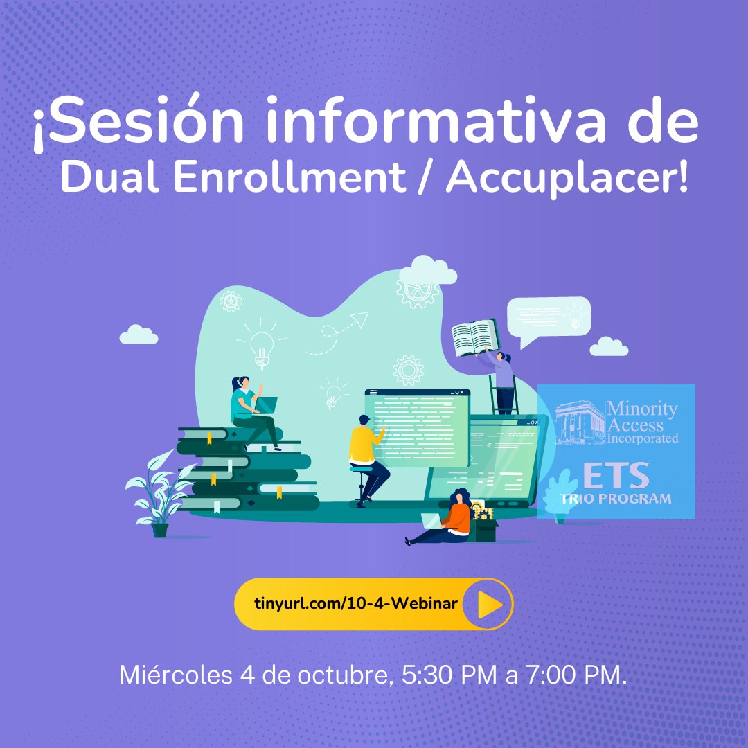 mai_etsprogram's tweet image. ¡Sesión informativa de doble inscripción/Accuplacer! Miércoles 4 de octubre, 5:30 PM a 7:00 PM. tinyurl.com/10-4-Webinar
#DualEnrollment #Accuplacer #pgcounty