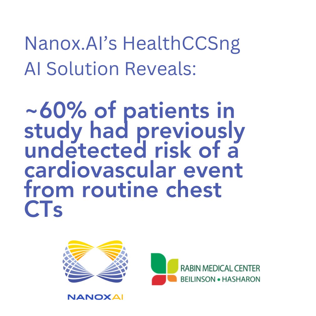 A recent study with Nanox.AI's HealthCCSng revealed that 58% of patients had moderate to severe coronary artery calcium (CAC) levels, a silent indicator of future cardiac events. Early detection matters! Read more: globenewswire.com/news-release/2… #AI #CardiovascularHealth