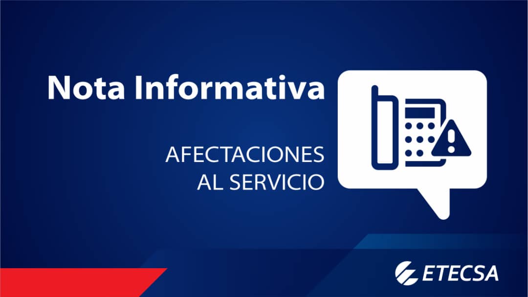 Informamos a nuestros usuarios sobre el proceso de restablecimiento de servicios de telefonía fija afectados, debido a una interrupción ocurrida durante el mediodía de hoy en diferentes localidades del país.
Nuestros especialistas continúan trabajando para la recuperación total.