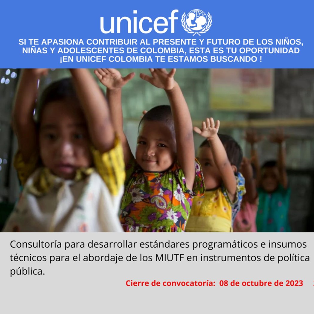 cataduartes's tweet image. Los Matrimonios Infantiles y Uniones Tempranas Forzadas #MIUTF  afectan #TrayectoriasEducativas y #ProyectosDeVida. Contar con estándares programáticos para abordarlos es crucial, y por eso el área de #género de @UNICEFColombia  busca esta consultoría:

jobs.unicef.org/cw/en-us/job/5…