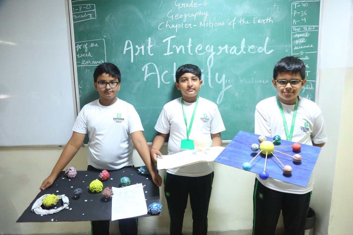 chitkara_school's tweet photo. Chitkara International School's Grade 6 pupils present an impressive recycled model depicting "Earth's Revolution and Seasonal Changes"
#CIS #artintrigratedactivity #learning #knowledge #eartmotion #Art #Activity #creativity #craft #recyclematerial #ChitkaraInternationalSchool https://t.co/EgCAGY62rm