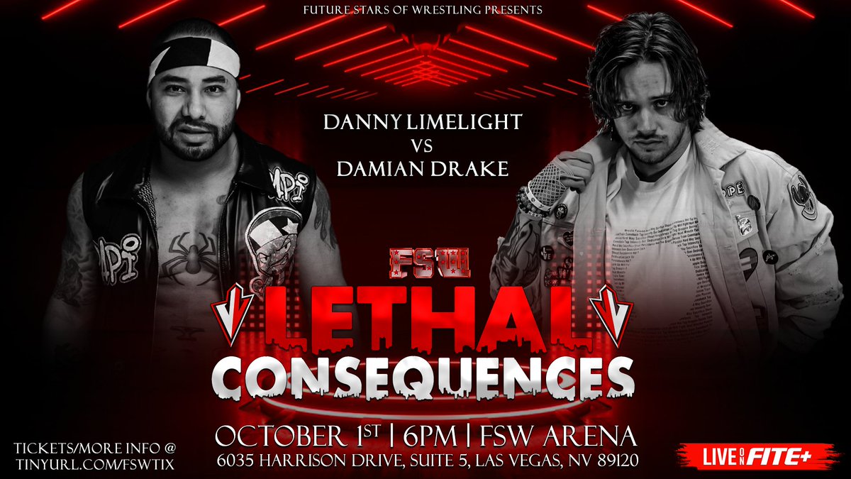 FSWVegas's tweet image. THIS SUNDAY on @FiteTV+! 

𝙇𝙞𝙣𝙚𝙪𝙥
💥 @ShogunThaGod x Hero Leu
💥 @DannyLimeLight x @DamianDrakeLV 
💥 @IAmCLAS_ x Douglas James
💥 Intergender Trios Match

Plus: #LightsCameraFaction, @SuperJAYcup, @DEMI_GODOFDEATH, @DVN_RNO + more!

Tickets: tinyurl.com/FSWtix