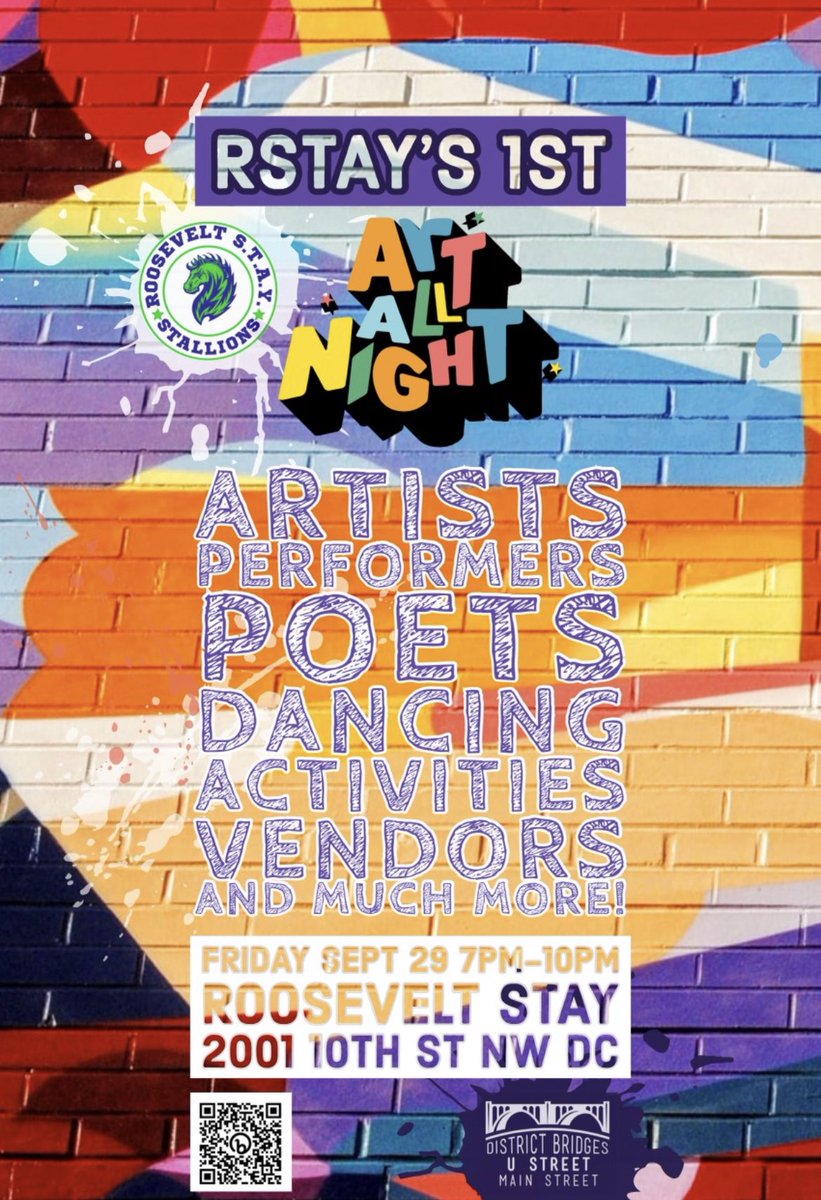 Art All Night! If you’re in the area tomorrow night support
@RooseveltSTAY ⬇️