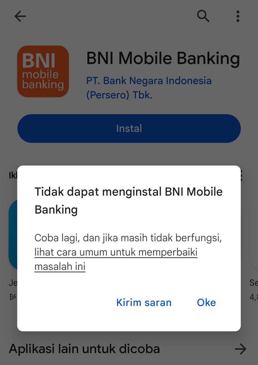 R_PutriMj's tweet photo. @BNI min maaf, ini kenapa ya gini terus?
Sebelumnya aku udah punya aplikasinya, cuma pas mau login itu ga bisa masuk terus, aku update ke versi terbaru juga ga bisa bisa. Dan akhirnya aku memutuskan untuk instal ulang aplikasinya, malah jadi kaya gini min.
Tolong dibantu min 🙏🏻 https://t.co/7qTywVUoB6