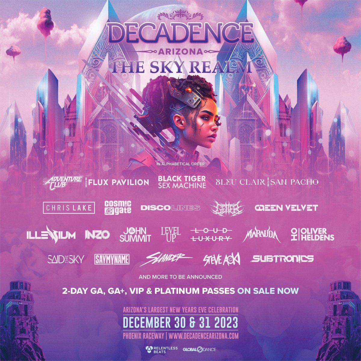 Citizens of The Sky Realm... Behold your phase 2 lineup for Decadence Arizona 🔮☁️

🚨 RT + tag 3 friends and say PRICES INCREASE SUNDAY for your chance to win 2 VIP passes!

🎟 Get your tickets now before prices increase this Sunday at midnight at DecadenceArizona.com