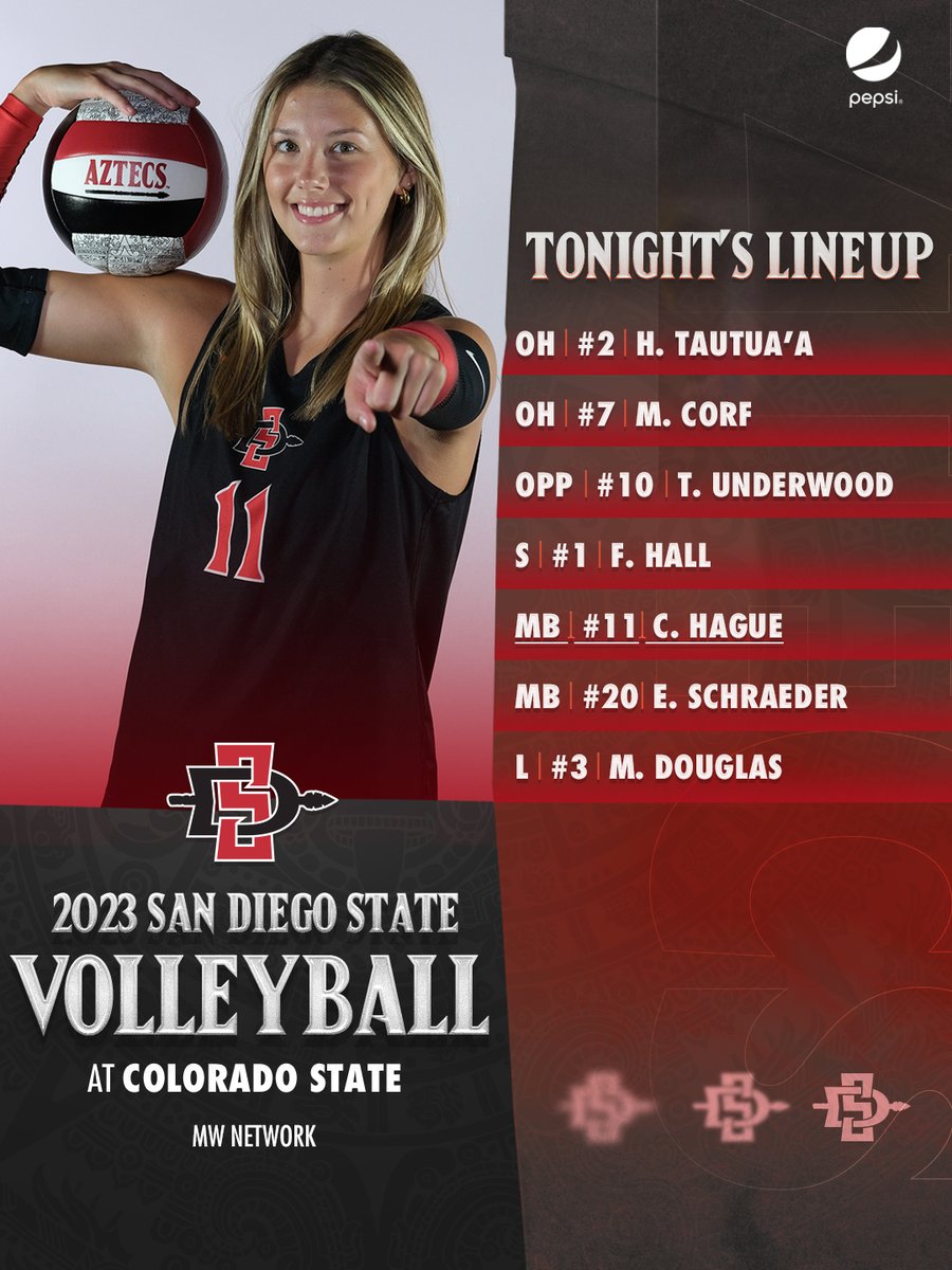 Here's our starting lineup for Thursday's #MW clash at Colorado State.  #GoAztecs

📺 MW Network: tinyurl.com/yrkvw6vd
📊 Live Stats: tinyurl.com/5frwav96