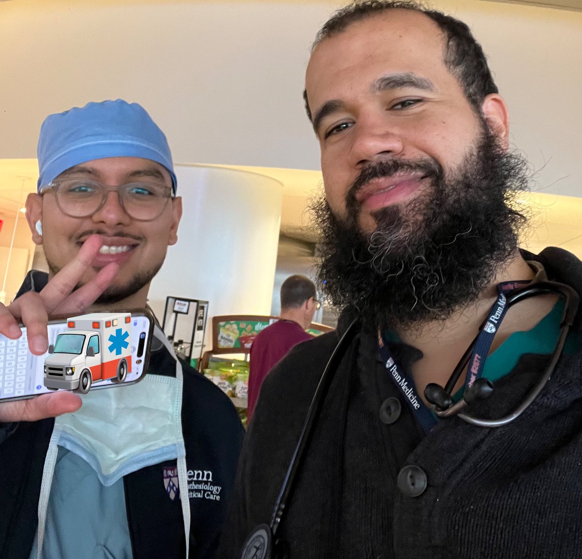 Ran into a former classmate and now Anesthesia resident at Upenn in the cafeteria today. #latinosinmedicine #hucm