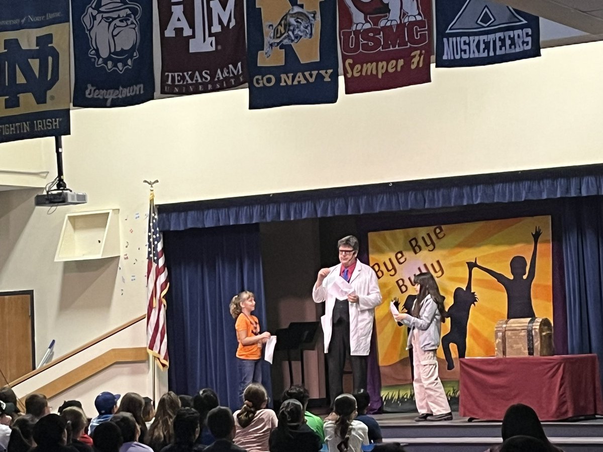 Thank you PTA got a great assembly and continued focus on bullying behaviors. Students had a great time at the assemblies today. #byebyebully #arroyoaztecs #thisisRUSD