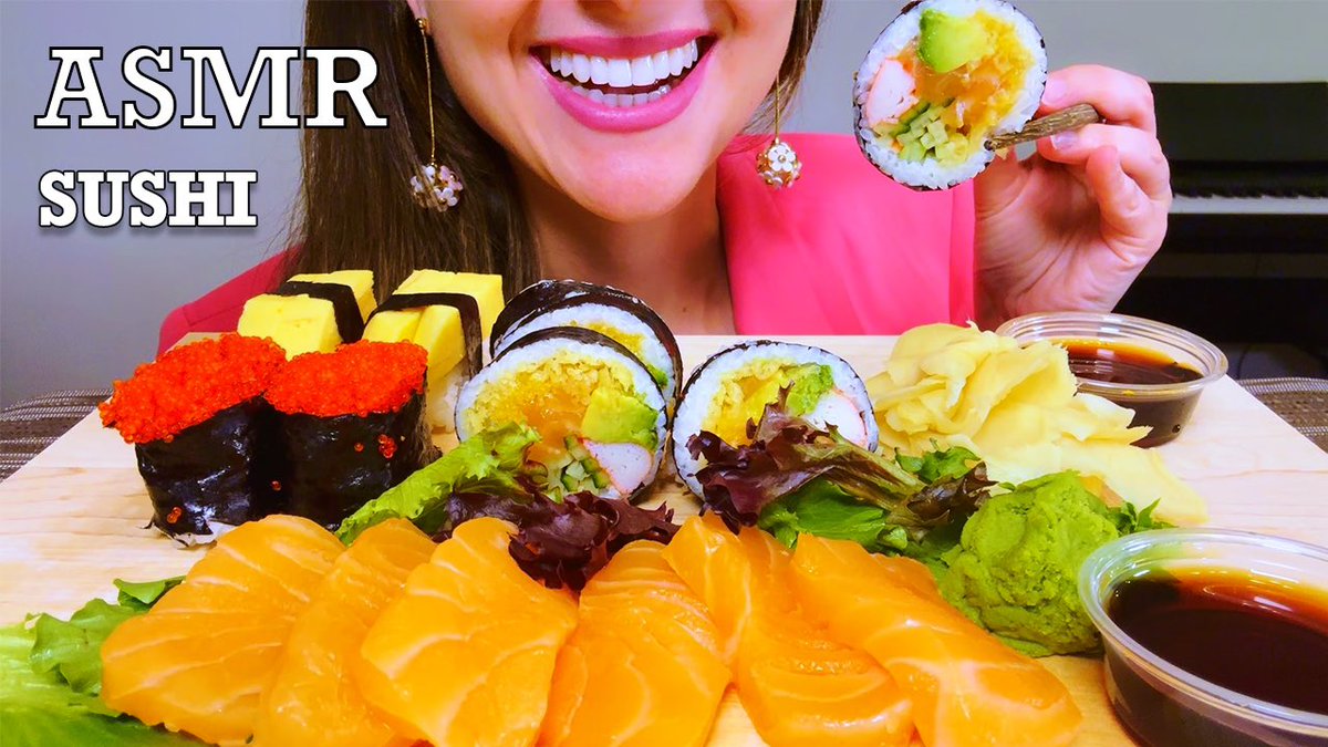 StudioG88's tweet photo. ASMR SUSHI SALMON SASHIMI &amp; KAMIKAZE | TOBIKO &amp; TAMAGO NIGIRI | EATING SOUNDS | NO TALKING | MUKBANG 寿司、サーモン刺身 ムクバン．초밥, 연어 회, 연어 가미카제, 토비코 초밥, 타마고 초밥, 먹방.
#ASMR #SUSHI #SALMON #SASHIMI #mukbang #eating #gulping #sounds
https://t.co/b2u4KLHD7e https://t.co/hN2JVtMYJ6