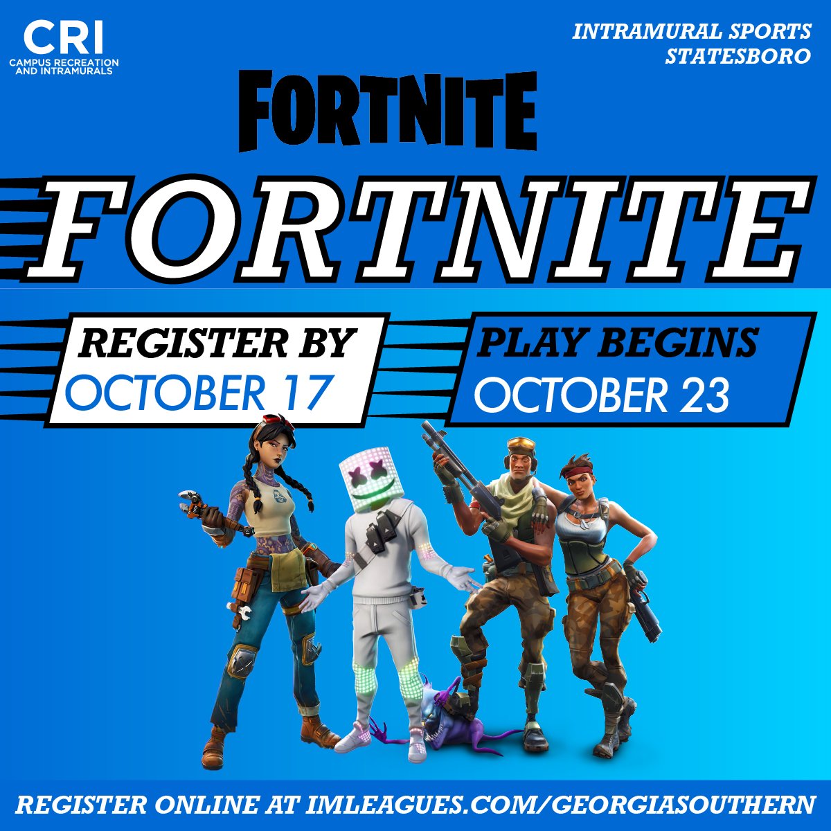 Registration for Indoor Soccer, Volleyball, Spikeball, and Fortnight Intramurals closes TONIGHT! Don't miss your chance to participate in these awesome sports! Sign up on the IM Leagues website or app ASAP! #RACLife