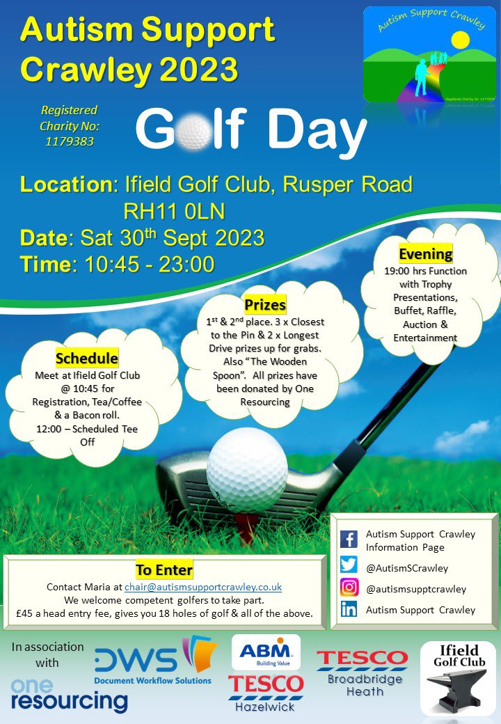 AutismSCrawley's tweet photo. #ASCGolfDay23 Sponsor of the Day β³οΈ
As the last #SponsorOfTheDay post for this yearβs fundraiser we would like to sincerely thank our dear friends at Inspire Estate Agents for sponsoring our incredible volunteers.
Inspire Estate Agents are new supporters of our charity for 2023 https://t.co/7vAbjpVA7W