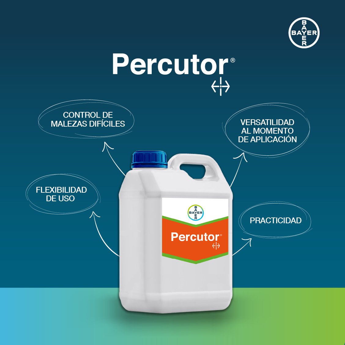 AgroBayerAR's tweet photo. ¿Tenés problemas con las malezas?
Percutor es el herbicida perfecto para el barbecho en cultivos de soja y maíz. 🌱🌽 https://t.co/4YRtF7eimk