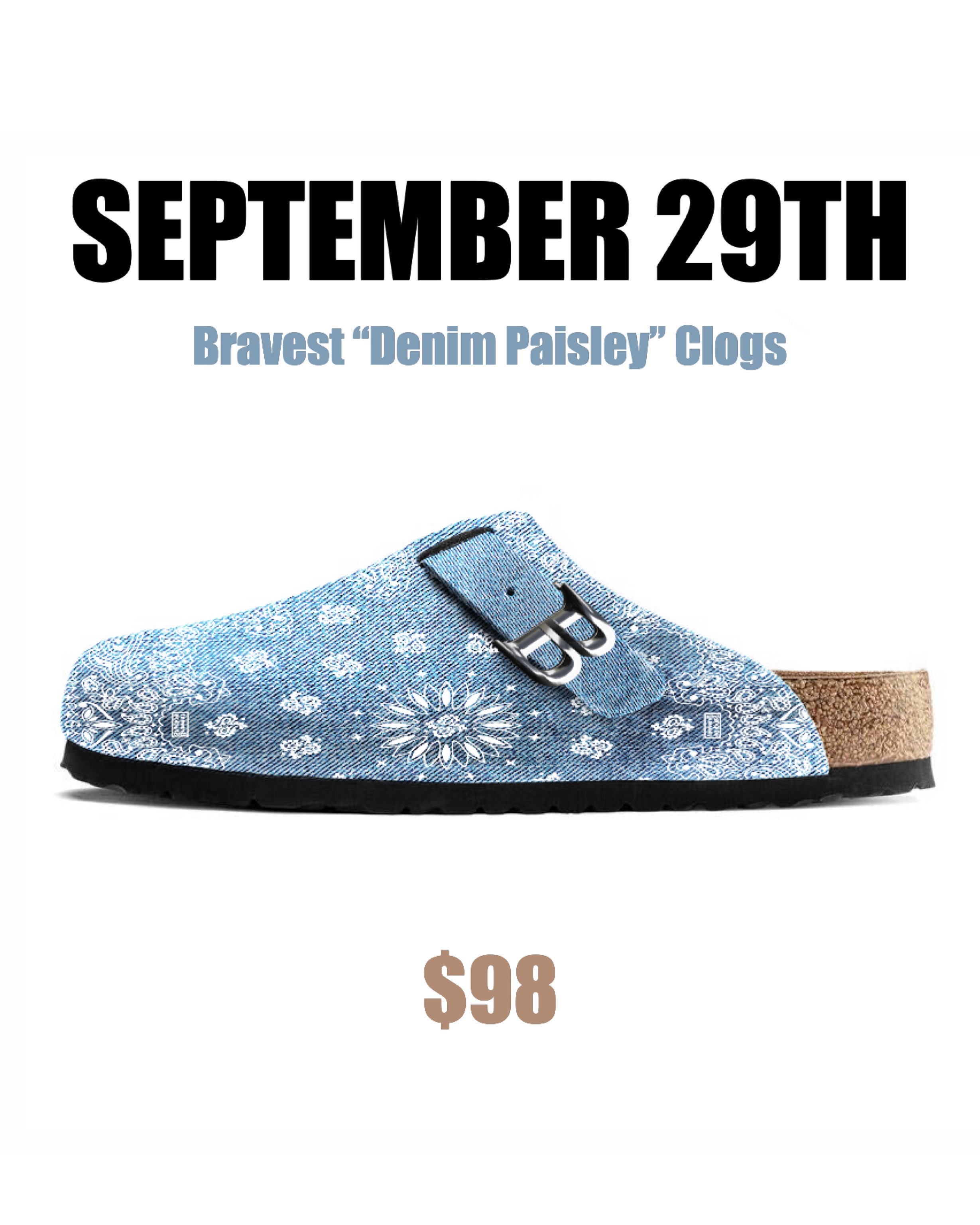 zSneakerHeadz on X: The @BravestStudios “Denim Paisley” mules are set to  drop on Friday (9/29) at 2PM EST. Drop Alerts:    / X