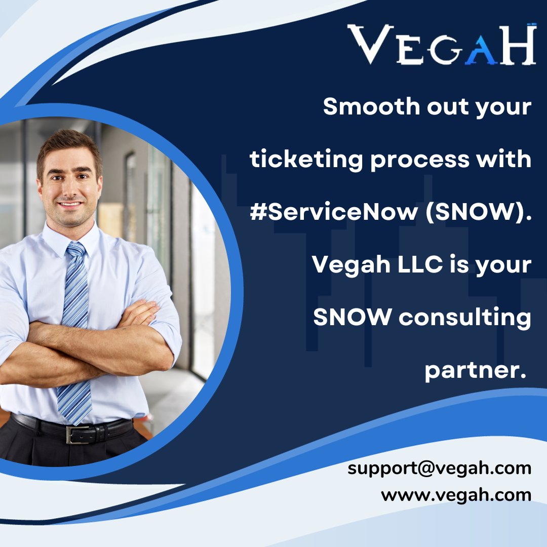 Smooth out your ticketing process with #ServiceNow (SNOW). Vegah LLC is your SNOW consulting partner.

 #VegahLLC #SNOW #ServiceNow #ConsultingPartner #TicketingProcess #BusinessProcessAutomation #Automation #DigitalTransformation #CloudComputing #ITServiceManagement