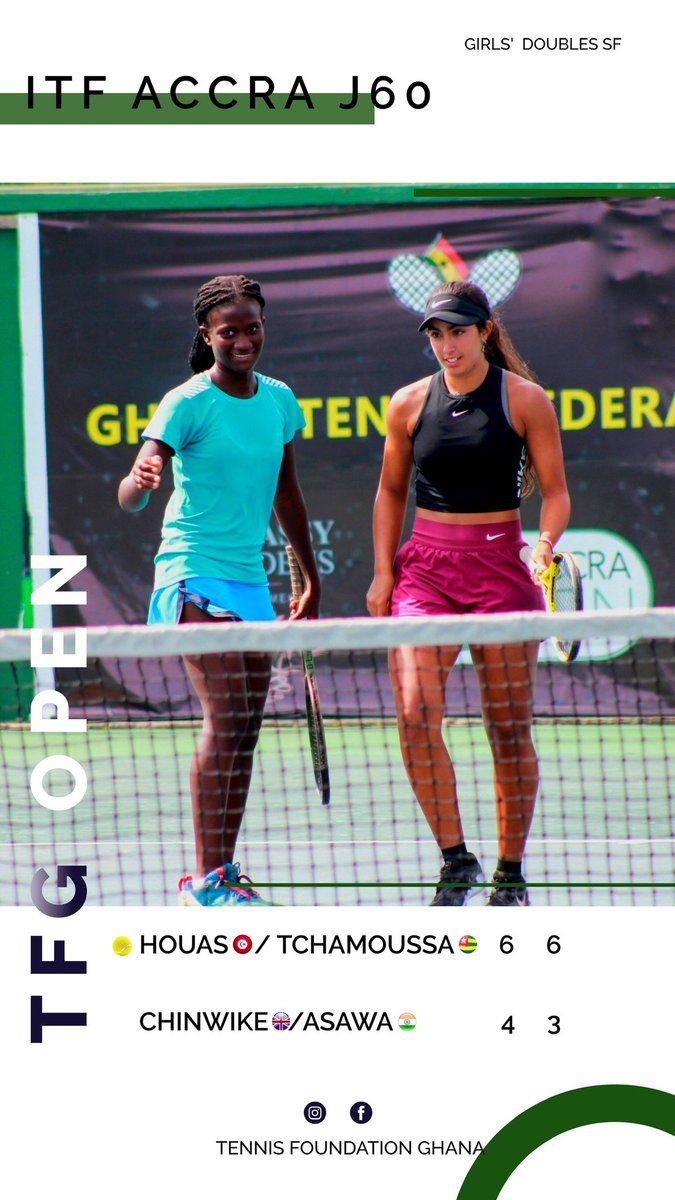 GabrielAmoakoh2's tweet photo. Tennis Foundation Ghana 🇬🇭 Open ITF J60 Accra Girls Doubles SF. Results @A_Cashes @nyannthierry @AsafoObed @Akwasi_Ayala @sammybartels @NiiAttoh5 @Obengnat @PichichiGH @SWAG_Ghana https://t.co/GeTfRBIFKh