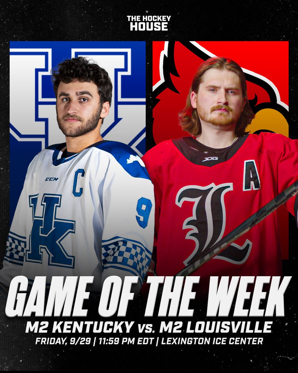 hockeyhousepod's tweet photo. ‘CATS VS. CARDS 🔵🔴

The Hockey House Pod crew is on the scene for this week’s Game of the Week as @Kentucky_Hockey hosts @louisvillehky for some midnight action. ✨ https://t.co/kSughcCO6O