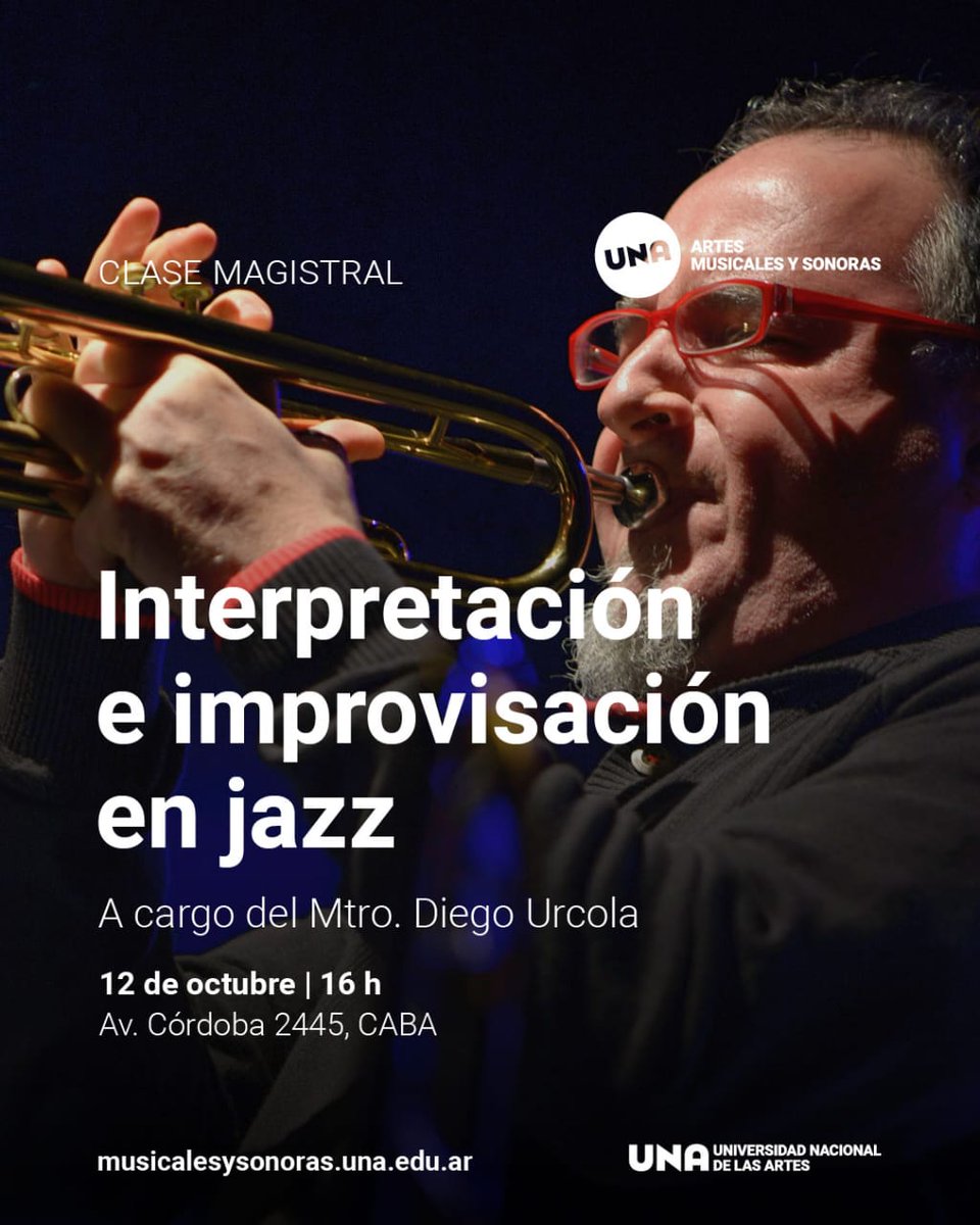 Muy contento de volver, después de varias décadas, a mi "Alma Mater" <a href="/amusicalesUNA/">UNA- Artes Musicales</a> (ex-Conservatorio Nacional) para dar una masterclass el día jueves 12 de Octubre a las 16hrs. Es gratuita y abierta para todos los músicos y publico en general. Los espero!!!