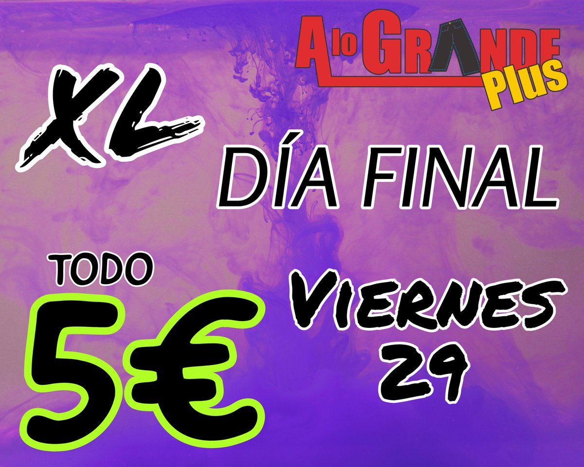 alograndeplusXL's tweet photo. 🤪🤪 ÚLTIMO DÍA🌠🌠
✅Todo 5€.
🤩Os esperamos 🤩

#CIERRE #ÚLTIMOS #modaxl #cerrar #curvy #liquidacion #playa #modafashion #extremaduraturismo https://t.co/muhxSHR4ru