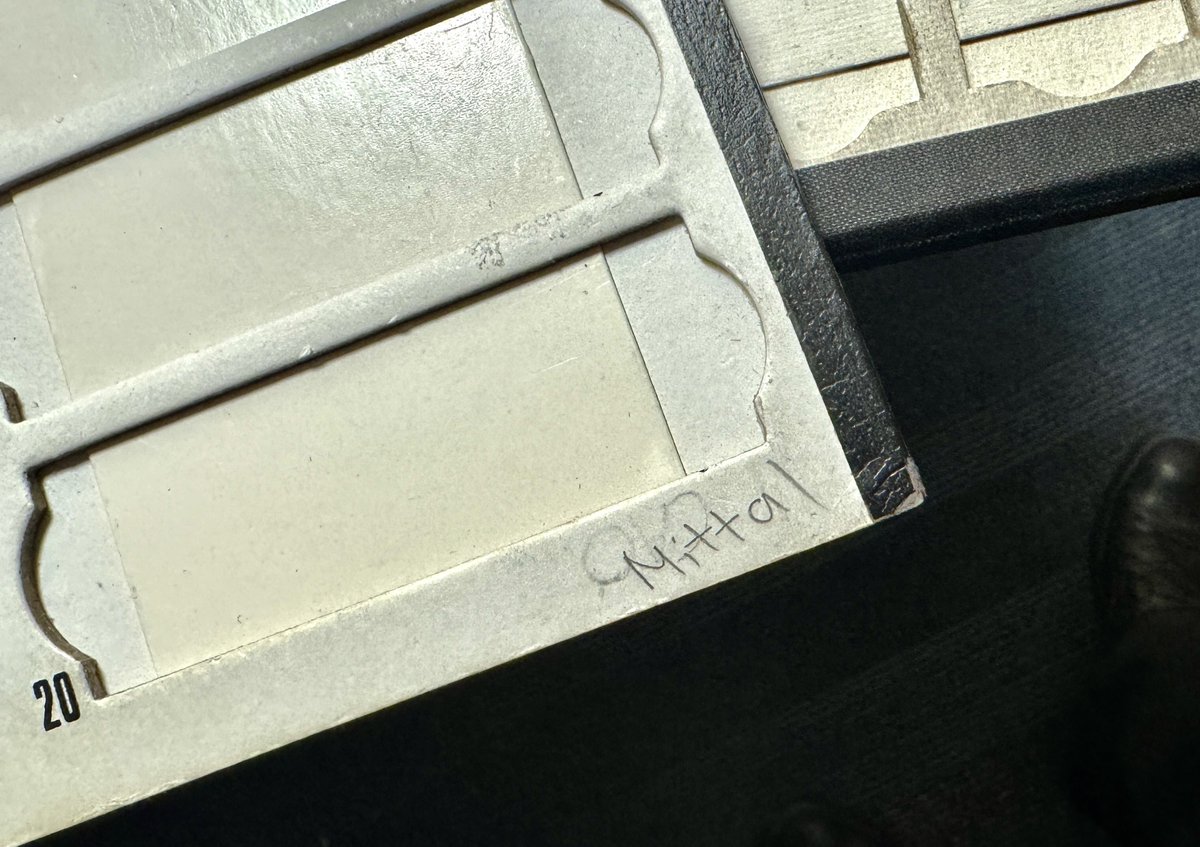 a retired pathologist’s name—
whom I haven’t thought of in a while
but who practiced for many years 
written on a slide tray today. 

once upon a time he was waiting 
for levels, or had important IHCs 
whatever it was that day 
—now it’s just a tray. 

#pathtwitter 
#medtwitter