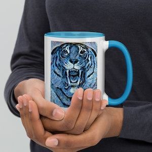 RadioBarz's tweet photo. Add some roar to your morning coffee or tea with the Blue Tiger Mug With Blue Color Inside - Etsy https://t.co/xnx6M4SD8n https://t.co/j7wCzF3mq7