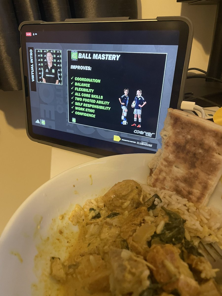 @CoerverEW & A curry! Enjoyed the coaching intro course. I learned a lot that I can take into my sessions. My son also enjoyed following along with the live drill in the kitchen 😂 #coerverintro @CoerverCoaching