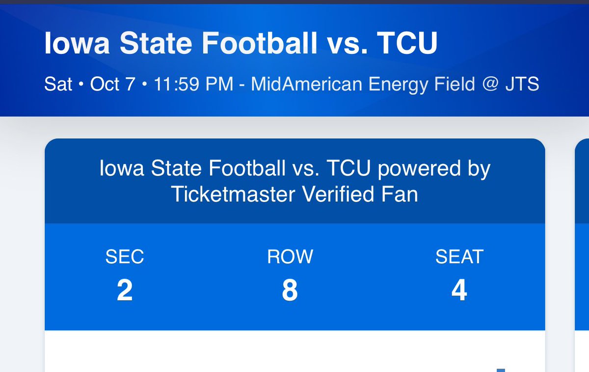 brettinkc's tweet photo. @brentblum Hey, I have 6 tickets to the TCU game and, unfortunately, I am not able to attend. Attached is proof of tickets. Seats 4-9, Section 2, Row 8. Asking $150/ticket if you could help spread the word. I would prefer selling all in one transaction. Thanks! https://t.co/ptZrOTWWg4