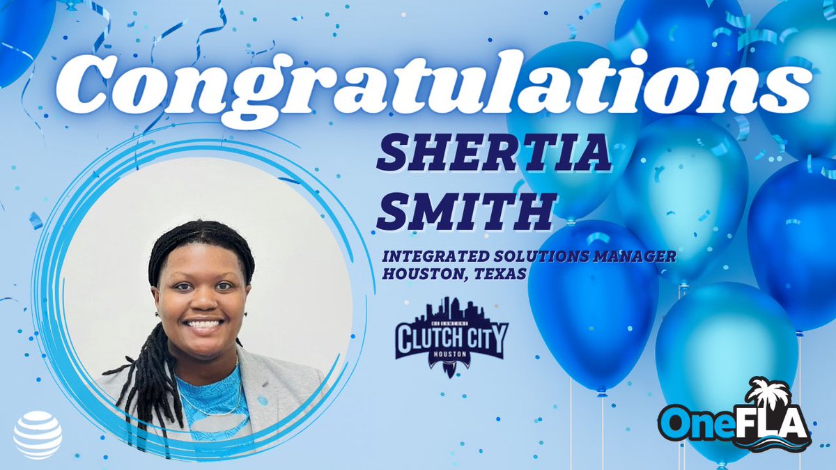 OneFLA (@one_fla) on Twitter photo We are super excited to announce <a href="/Smith_Tia21/">Tia Smith</a> promotion to ISM on the Clutch City team in Houston Texas! Congrats Tia!๐๐ Best wishes to you in your new endeavor!
#OneFLA ๐ #LifeAtATT We are super excited to announce <a href="/Smith_Tia21/">Tia Smith</a> promotion to ISM on the Clutch City team in Houston Texas! Congrats Tia!๐๐ Best wishes to you in your new endeavor!
#OneFLA ๐ #LifeAtATT