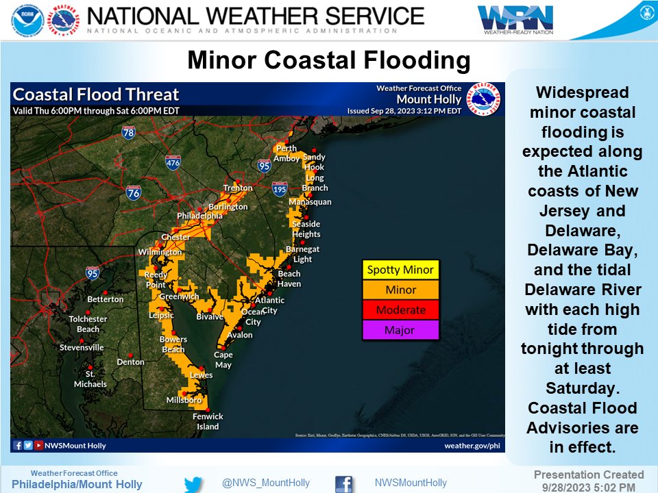 ⚠️🌧️ Heavy rain potentially leading to significant flash flooding and river flooding is possible across portions of northern and central NJ beginning tonight through Friday. View our latest briefing package for details: ow.ly/77O750HGktZ #NJwx #DEwx #MDwx #PAwx