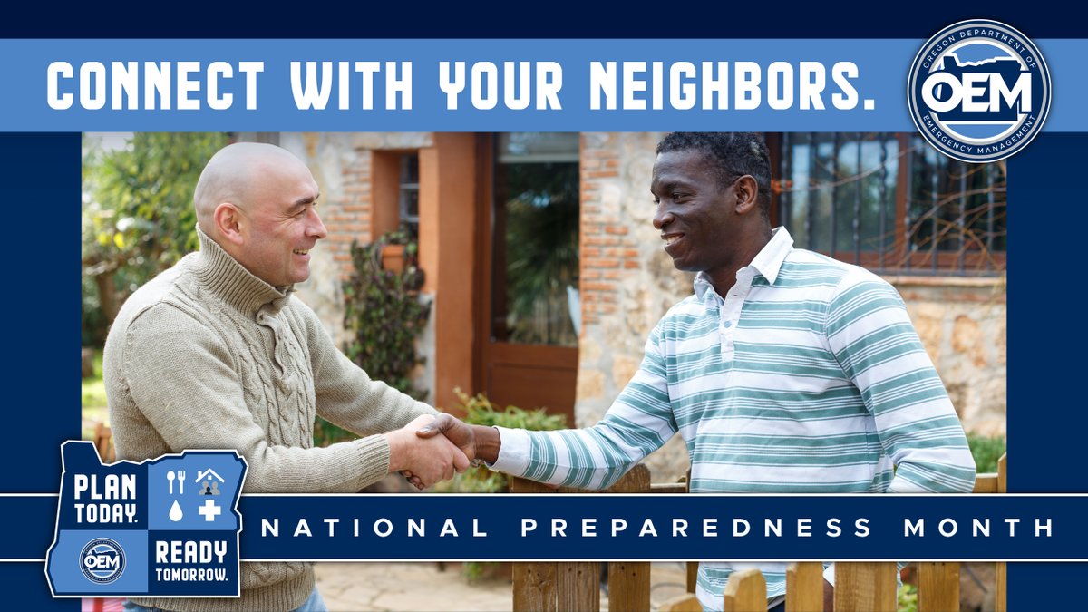 Today is Good Neighbor Day & it's also #NationalPreparednessMonth. Being prepared for disasters includes neighbors helping each other. Connected communities are more resilient. Discuss emergency plans, share contact info, and identify neighbors who may need help in an emergency.