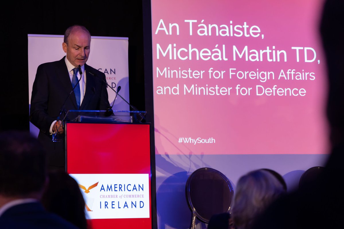 AmericanChamber's tweet photo. AmCham was honoured to have An Tánaiste @MichealMartinTD, join us as the guest of honour for our 2023 Southern Region President's Dinner in Cork this evening
@Zurich
#WhySouth https://t.co/21e2FwDxlT