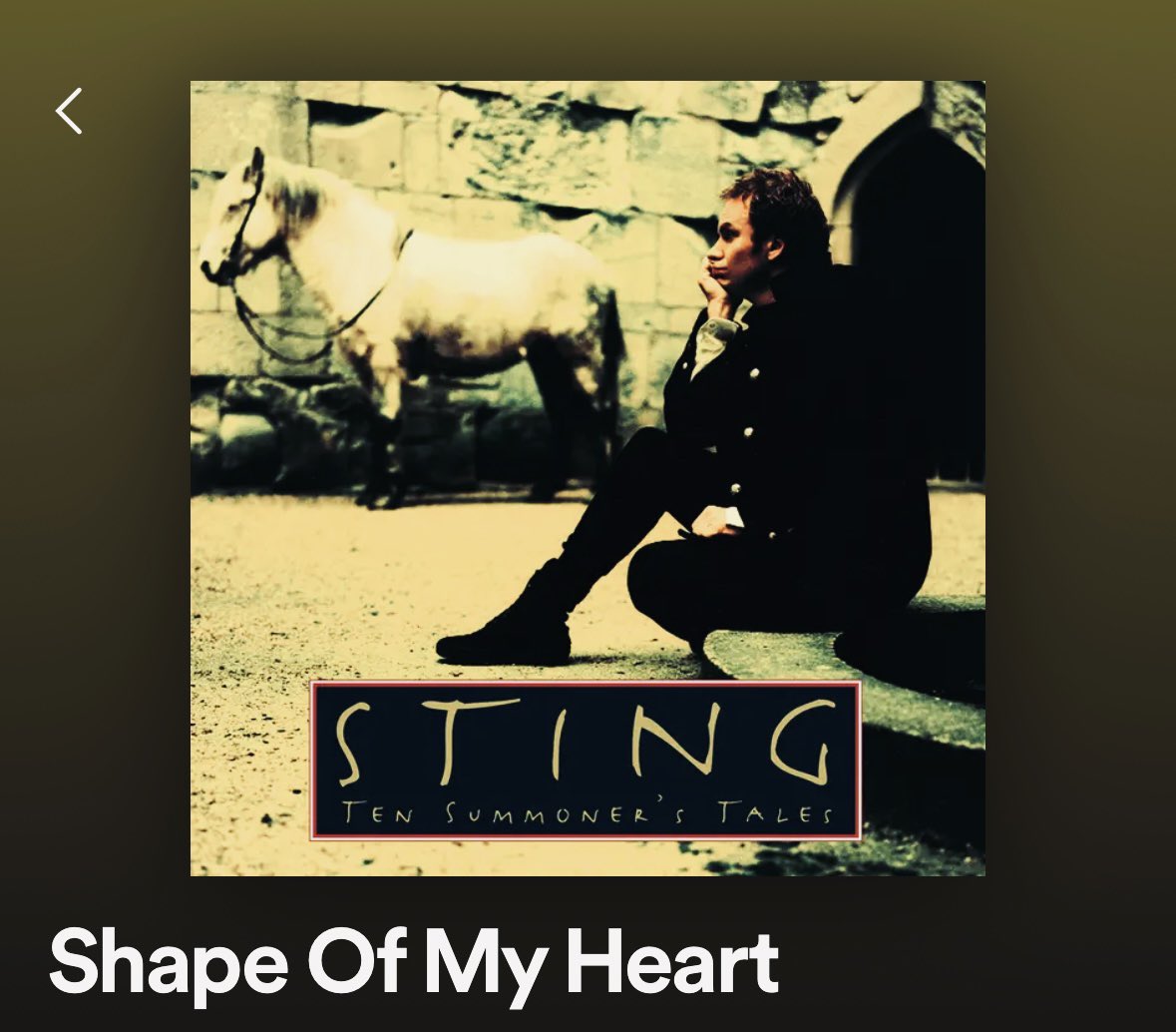 #OurSeptemberSongs

Day 29 

Sting 

Shape Of My Heart 

♠️    ♥️   ♣️   ♦️  🤴 

youtu.be/NlwIDxCjL-8?si…