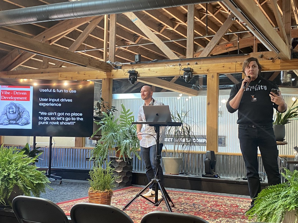 codingzeal's tweet photo. The Build Competition has been fire! 

Love the energy and “vibe driven development” with @andyboyan of @InfinityKeys and host, @thedavidprice! Can’t wait to see who wins the $10k in cash prizes. 

#vibedriven #redwoodjsconf #redwoodjsconf2023 #buildcomp https://t.co/EdxJV2lYFI