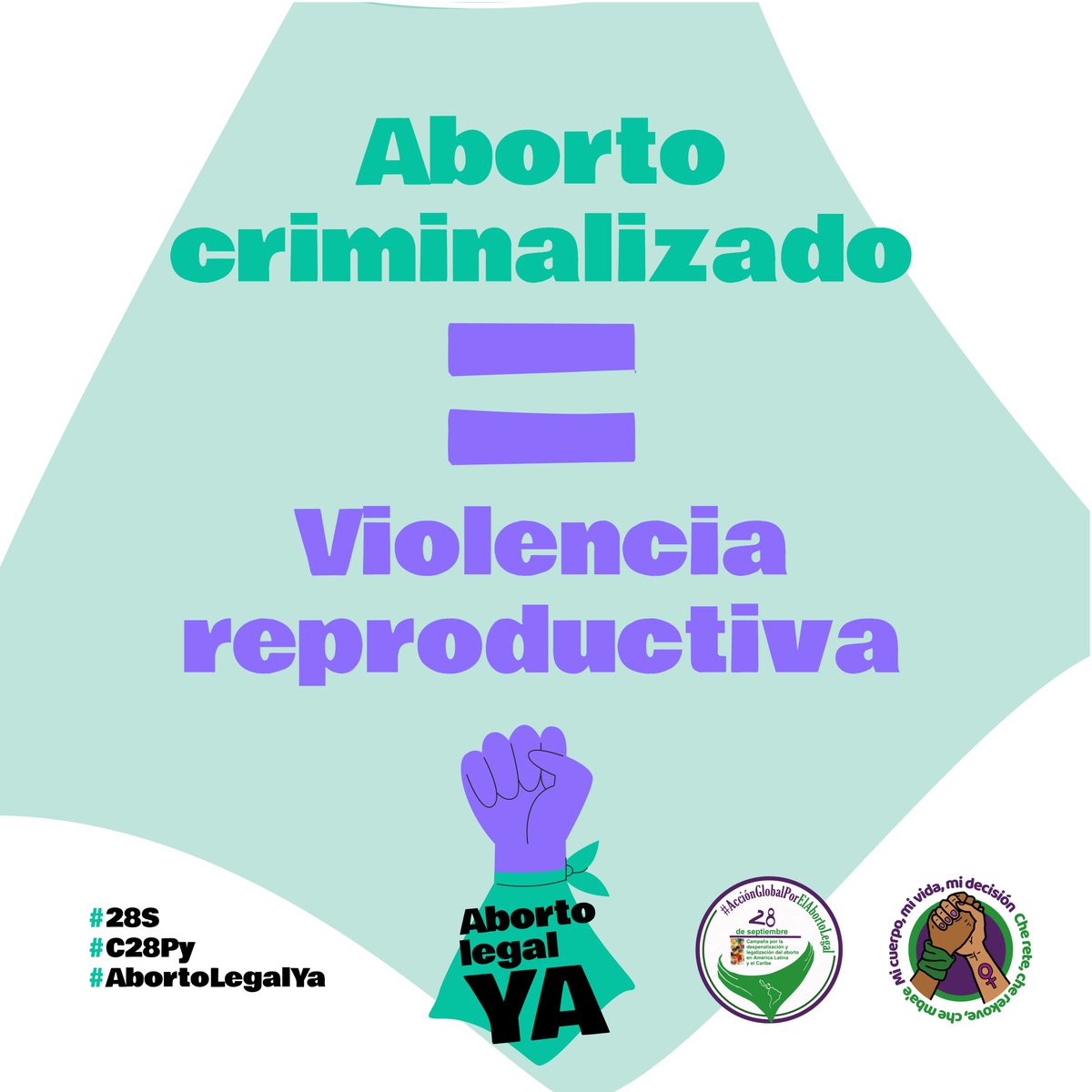 CmpParaguay's tweet photo. La violencia reproductiva se manifiesta en el aborto criminalizado. La sufren sobre todo las mujeres más empobrecidas y discriminadas.

El aborto ilegal es una forma de discriminación hacia las mujeres.

#C28Py #28S #AbortoLegalYa https://t.co/W2FcF7g891