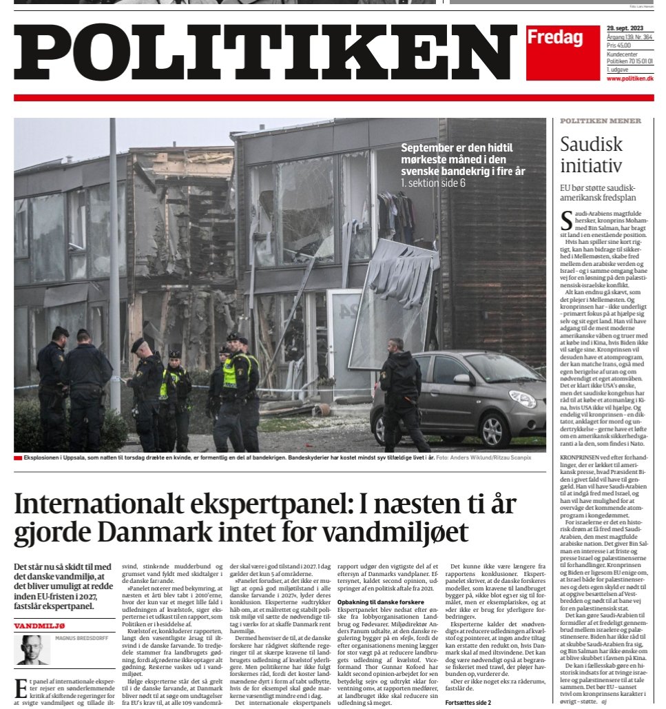 Det er næsten ikke til at begribe, at der skal udenlandske eksperter til at fastslå, hvad enhver dansker kan se:

Vandmiljøet er kollapset, mens skiftende regeringer har ladet stå til

#dkpol #dkgreen

politiken.dk/del/Gik4AJABDP…