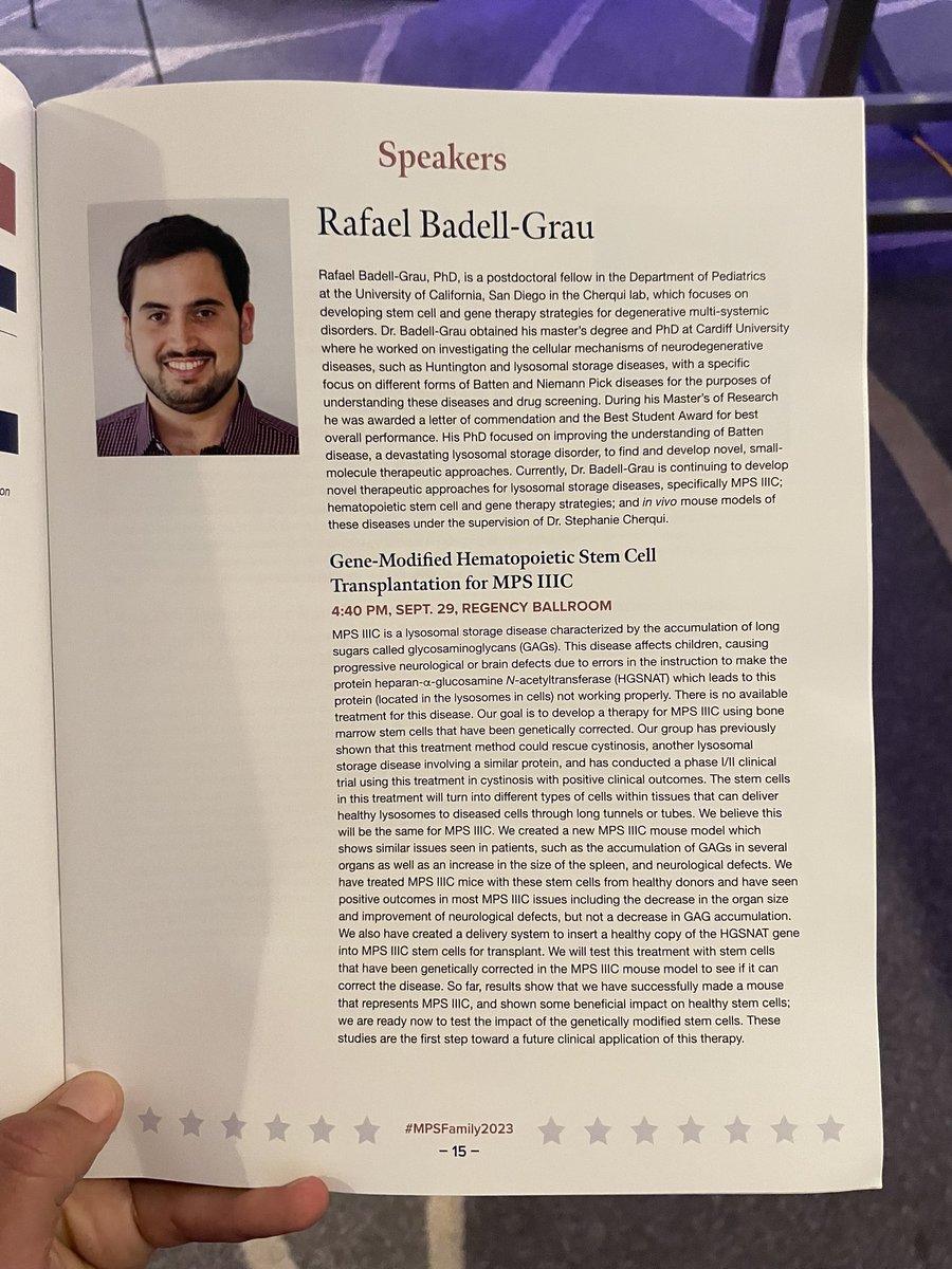 Excited to be at the <a href="/MPSSociety/">National MPS Society</a> 37th Annual Family Conference to present some of my work at <a href="/CherquiLab/">Cherqui Lab</a> on gene modified HSPC for MPSIIIC! <a href="/UCSDHealth/">UC San Diego Health</a> #GeneTherapy #StemCells