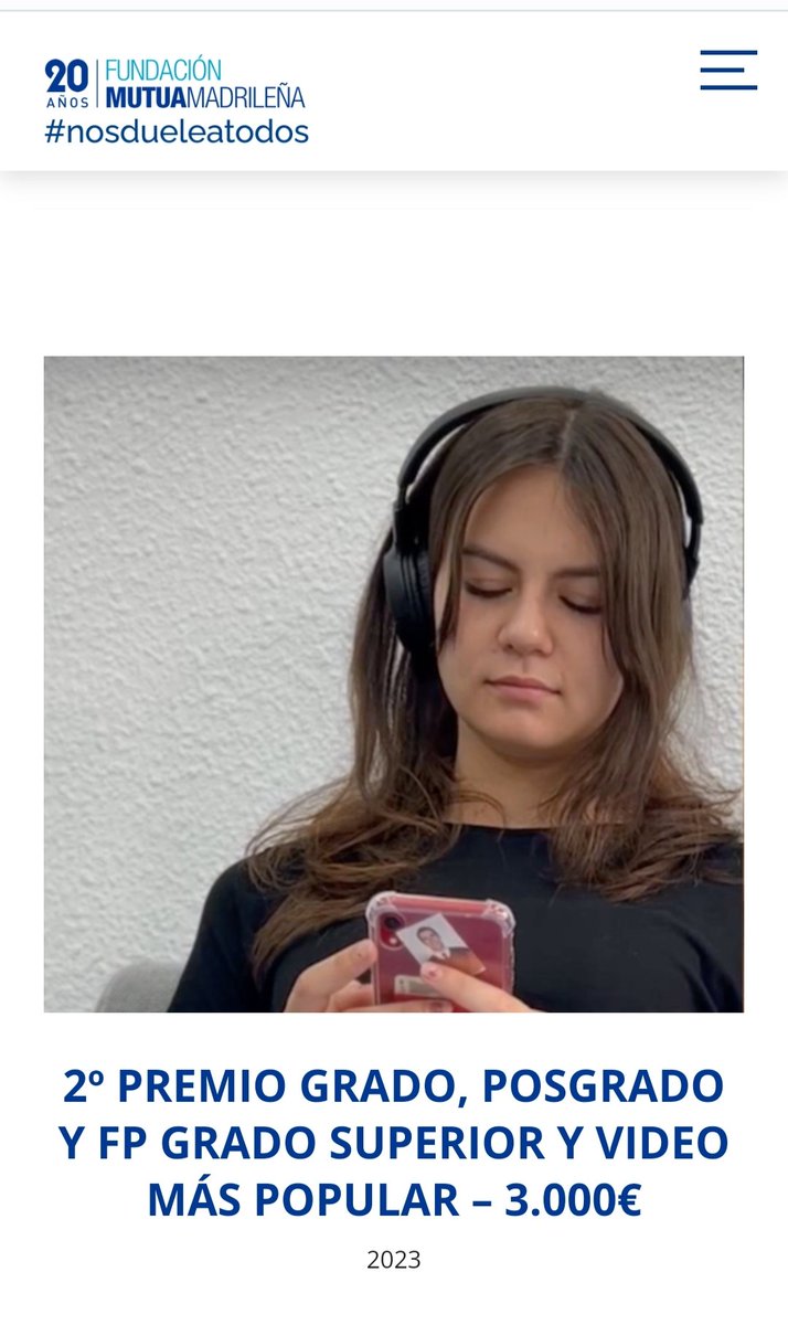 Hoy <a href="/la_Mutua/">Mutua Madrileña</a> ha dado a conocer los premiados del concurso #nosdueleatodos y mis alumnos/as <a href="/IESBenjamin_Rua/">IES Benjamín Rúa</a> han conseguido un segundo puesto🥈, además de ser el corto más votado💪. Superorgullosa del trabajo realizado y del aprendizaje que nos llevamos🎥 #violenciadegénero #ODS5