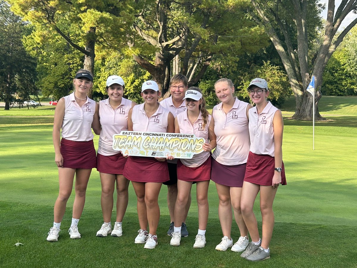 LebanonAthDept's tweet photo. ⛳️🏆 CONFERENCE CHAMPS! Girls golf tops an incredibly talented Anderson team 156-160 to capture the programs first conference title! 

Senior Riley Johnson (36), senior Anna Spahr (39) and freshman Olivia Donovan (39) led the charge for the Warriors at Harmon. https://t.co/9GnHrLSakW