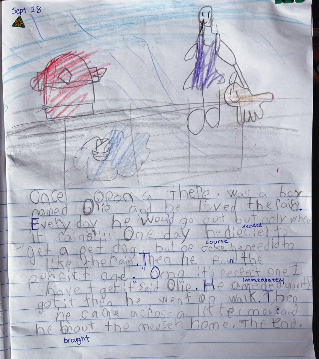 For Think Outside the Box Thursday, we wrote a story about this picture. In the morning during sharing circle, we answered the question, “if you jumped into a puddle, where would it take you?”  #BelPark #ThinkOutsideTheBoxThursday