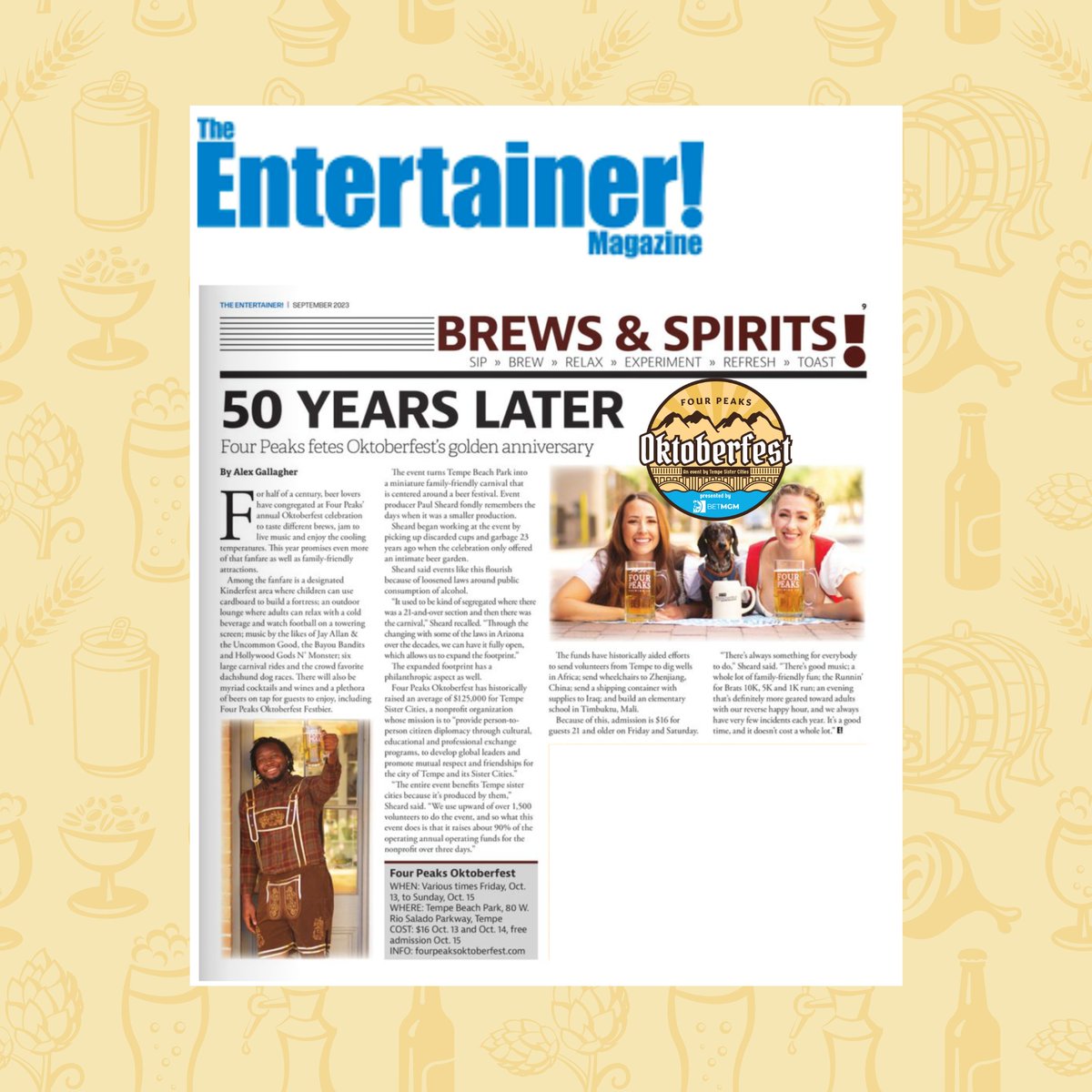 50 years of Four Peaks Oktoberfest🍻 Come celebrate with us all weekend long from Oktober 13-15! 

Huge thank you to @entertainermagazine for featuring us in your recent issue!