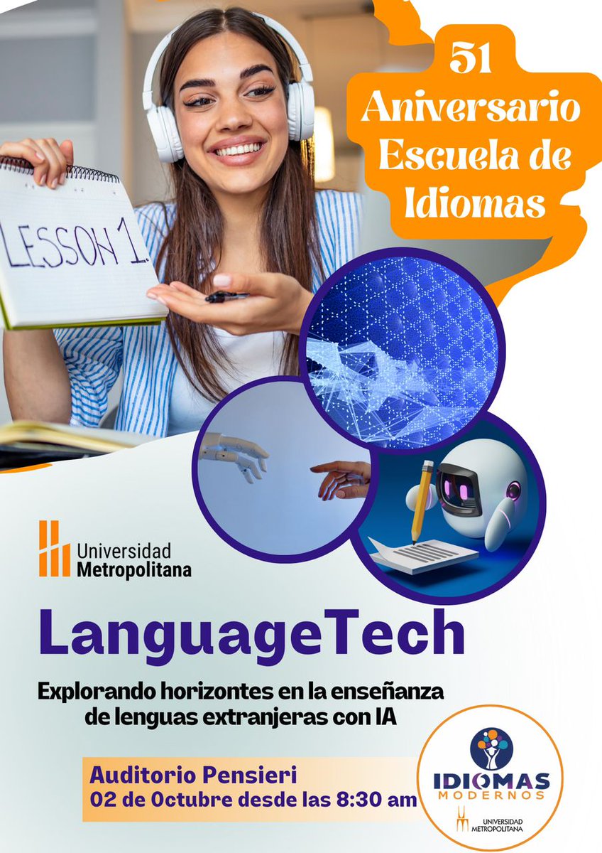 milagrosbri's tweet photo. ¡Celebremos juntos el 51 aniversario de la Escuela de Idiomas Modernos! 🎉🎓 Únete a nosotros el 2 de octubre en el Auditorio Francesca Pensieri para explorar nuevos horizontes en la enseñanza de lenguas extranjeras. 💡
🌍 #51AniversarioEIM #Languagetech #EnseñanzaDeIdiomasConIA https://t.co/eJR6qREeoj