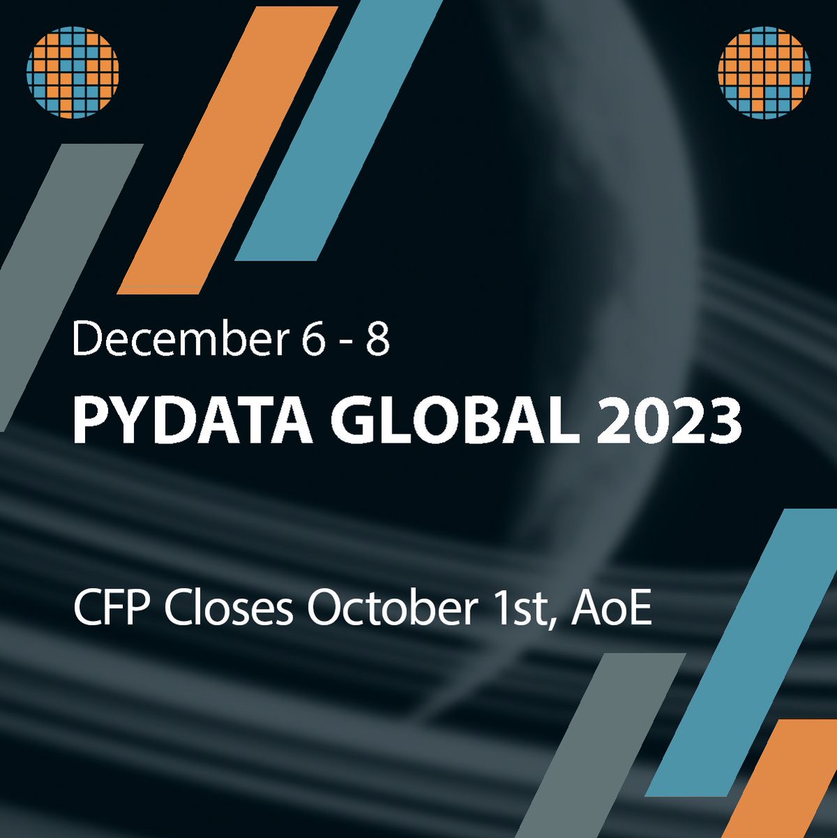 PyData's tweet image. Don&apos;t wait until the last minute! ⏰ The Call for Proposals for #PyDataGlobal 2023 closes on October 1st, ANYWHERE ON EARTH! 

Share your data-driven insights and discoveries with a global virtual audience. 🚀 

Submit your proposal here: pydata.org/global2023/