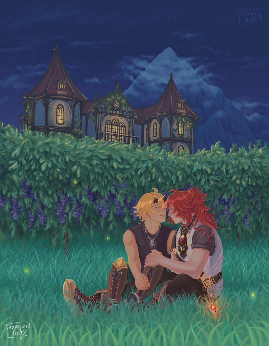 I’m excited to have completed my artwork for <a href="/genshinbigbang/">Genshin Rarepair: Big Bang</a> !!!! I collabed with <a href="/spamm_erin/">erin ✨</a> as this is based off their thomaluc fic 💖💖 Check the replies for the link! 
#grpbb23 #thomaluc #genshin